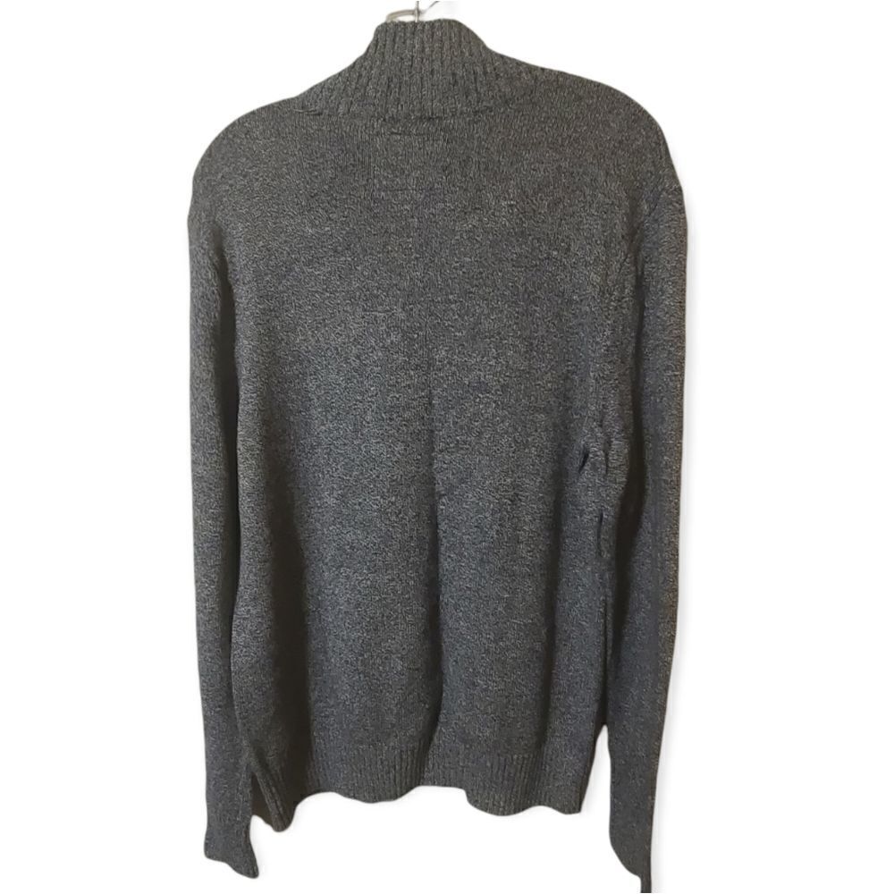 AE Mock Neck Cotton Sweater Navy Grey Large - Picture 4 of 6